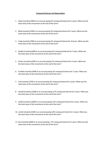 Compound Interest and Depreciation