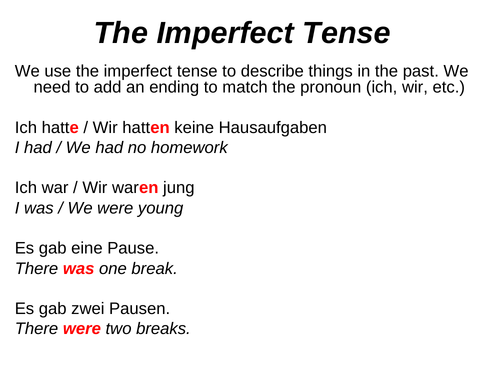 AQA/EDEXCEL Stimmt GCSE German (Higher) – Kapitel 1 – Startpunkt 2  - Page 8 - Imperfect
