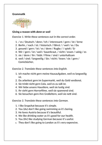 AQA/EDEXCEL Stimmt GCSE German (Higher) – Kapitel 1 – Mit Freude in die Schule?  - Page 11 - Grammar