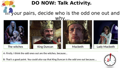 Macbeth starter talk activity