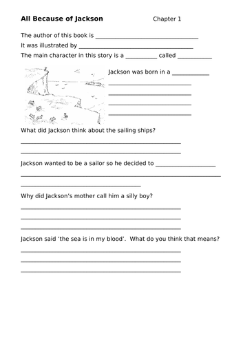 KS1 - Reading Activities - All Because of Jackson (10 worksheets)