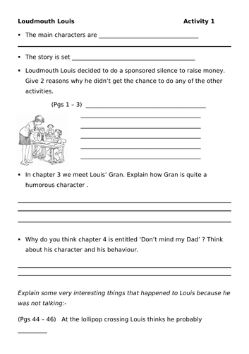 KS1/KS2 - Reading Activities - Loudmouth Louis (3 worksheets)