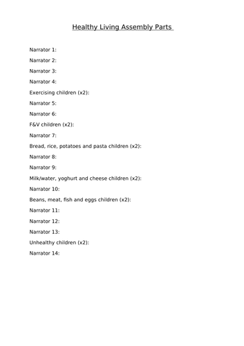 KS1/KS2 - Healthy Eating Assembly