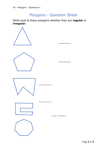 Y5 Maths - Polygons (Free)