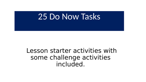 25 Do Now Bell Task Starter Activities for English