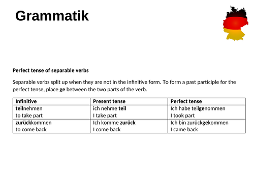 Perfect tense of separable verbs