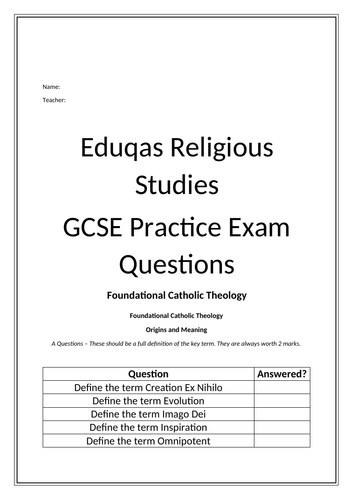 Eduqas Route B Foundational Exam Questions