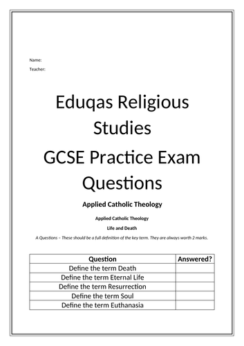 Eduqas Route B Applied Theology Possible Exam questions