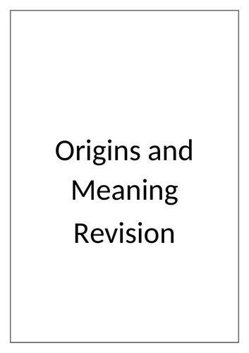 Eduqas Route B Origins and Meaning Activity booklet