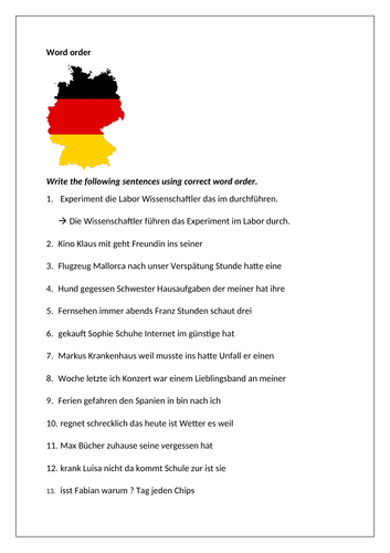 AQA/EDEXCEL Stimmt GCSE German (Higher) – Kapitel 2 - Wer liest heute noch Bücher? - Word order