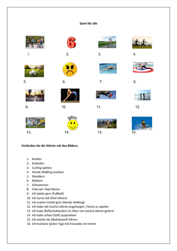 AQA/EDEXCEL Stimmt GCSE German (Higher) – Kapitel 2 - Sport für alle - Vocabulary
