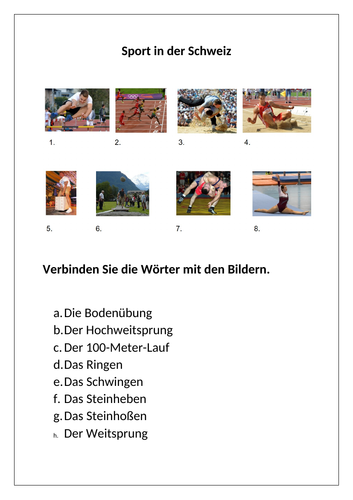 AQA/EDEXCEL Stimmt GCSE German (Higher) – Kapitel 2 - Sport für alle - Worksheet
