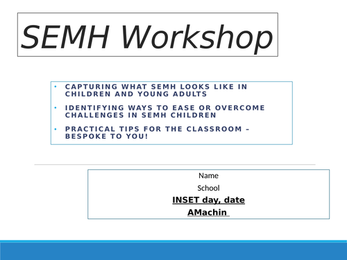 What does SEMH look like? Training