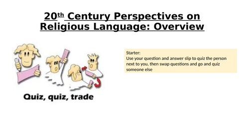 OCR RS A Level 20th Century Religious Language Overview