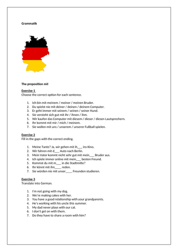 AQA/EDEXCEL Stimmt GCSE German (Higher) – Kapitel 3 - Wir verstehen uns gut … manchmal! - Grammar