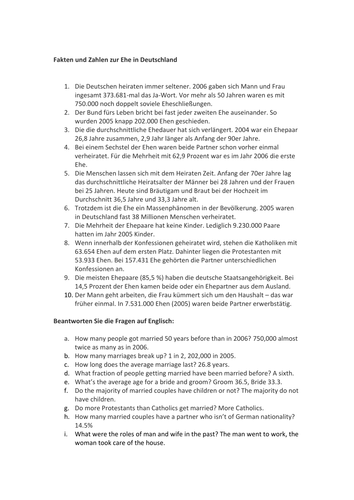 AQA/EDEXCEL Stimmt GCSE German (Higher) – Kapitel 3 - Meine perfekte Hochzeit - Worksheet