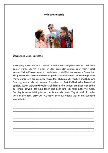 AQA/EDEXCEL Stimmt GCSE German (Higher) – Kapitel 3 - Mein Wochenende - Worksheet