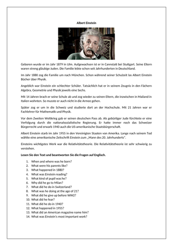 AQA/EDEXCEL Stimmt GCSE German (Higher) – Kapitel 3 - Damals und heute - Worksheet