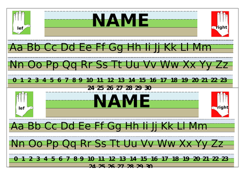 Individual Desk Label with alphabet and numbers