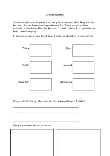 Art - Animal Patterns (1 worksheet)