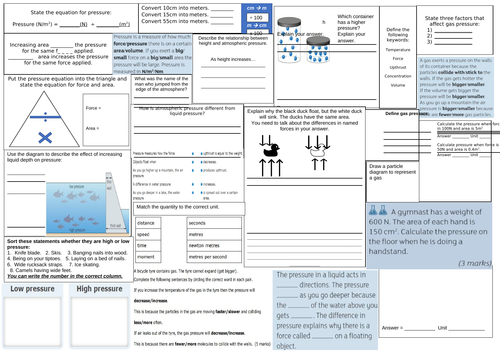 KS3 Pressure Revision Mat