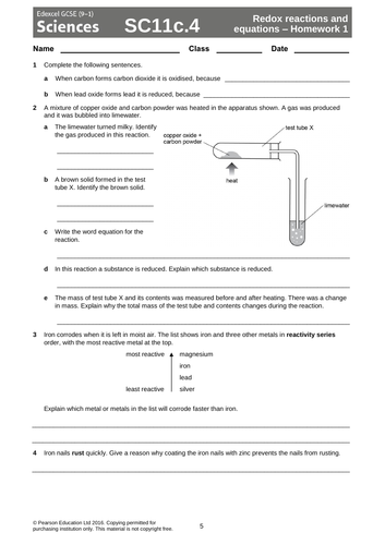 Edexcel SC11c Oxidation & Reduction KS4 Lesson