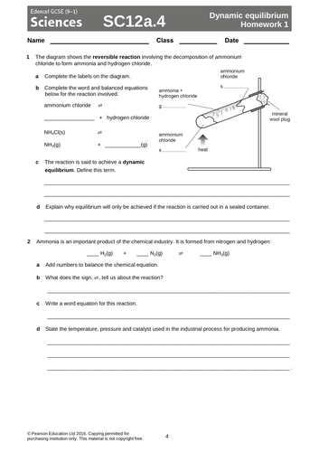 Edexcel SC12a Dynamic Equilibrium KS4 Lesson