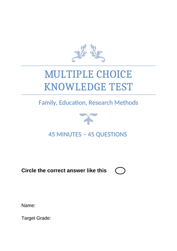 Multiple Choice Questions Quiz