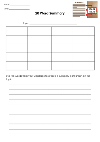 Reciprocal Reading 20 Word Summary