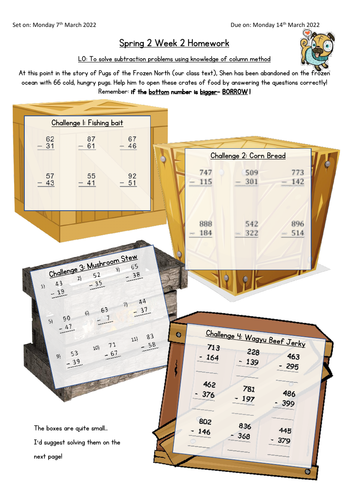 Pugs of the Frozen North: LKS2 Subtraction Homework