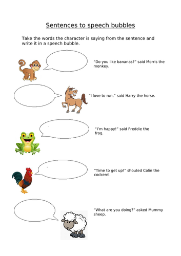 speech marks worksheet year 2