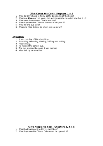 'Clive Keeps His Cool' Questions + Answers