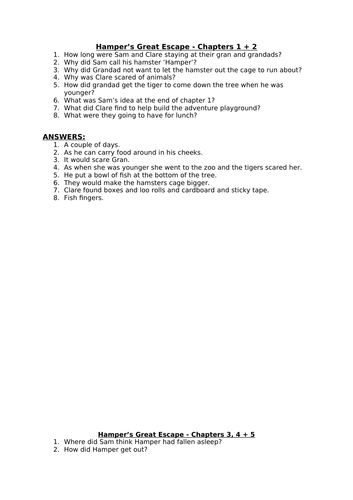 'Hampers Great Escape' Questions + Answers