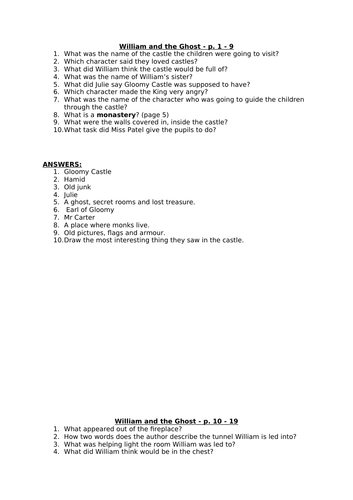 'William and the Ghost' Questions + Answers | Teaching Resources
