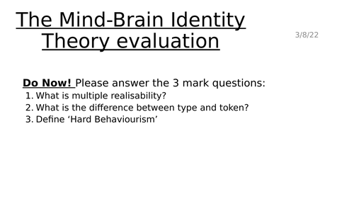 Philosopy A level Physicalism resources