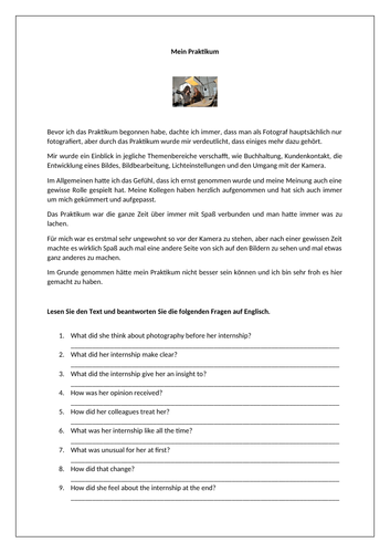 AQA/EDEXCEL Stimmt GCSE German (Higher) – Kapitel 7 – Startpunkt 2 - Worksheet