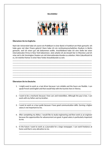 Work experience / Jobs / Professions / Career choices