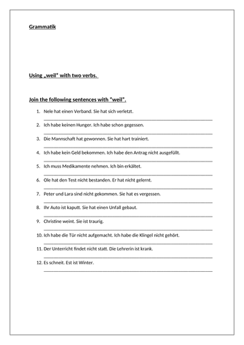 Using weil with two verbs