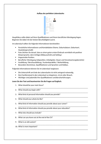 AQA/EDEXCEL Stimmt GCSE German (Higher) – Kapitel 7 – Mein Berufsprofil - Worksheet