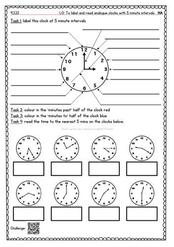 LKS2: Telling Time to the Nearest 5 minutes