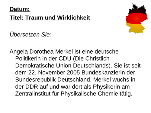 AQA/EDEXCEL Stimmt GCSE German (Higher) – Kapitel 7 – Traum und Wirklichkeit - Vocabulary