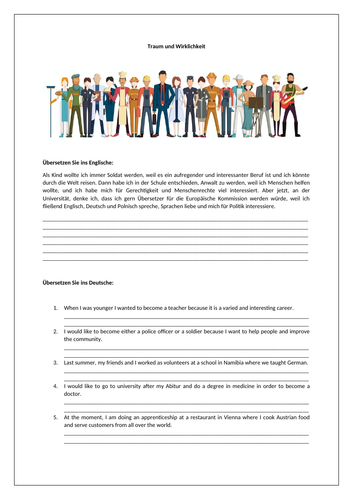 AQA/EDEXCEL Stimmt GCSE German (Higher) – Kapitel 7 – Traum und Wirklichkeit - Translation worksheet