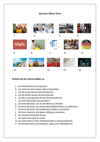 AQA/EDEXCEL Stimmt GCSE German (Higher) – Kapitel 7 – Sprachen öffnen Türen - Vocabulary