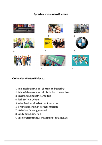 AQA/EDEXCEL Stimmt GCSE German (Higher) – Kapitel 7 – Sprachen verbessern Chancen - Worksheet