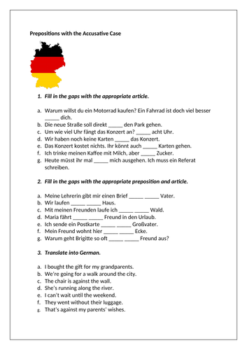 Using prepositions with the accusative case