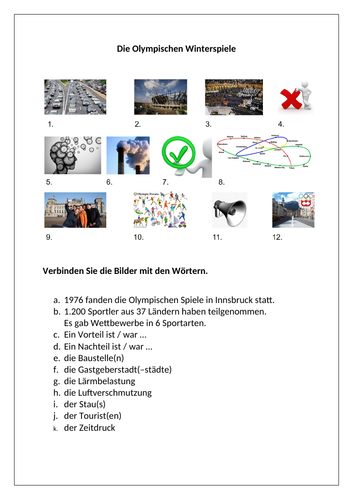 AQA/EDEXCEL Stimmt GCSE German (Higher) – Kapitel 8 – Die Olympischen Winterspiele - Worksheet