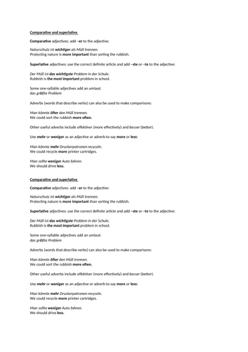 AQA/EDEXCEL Stimmt GCSE German (Higher) – Kapitel 8 – Umwelt macht Schule - Grammar