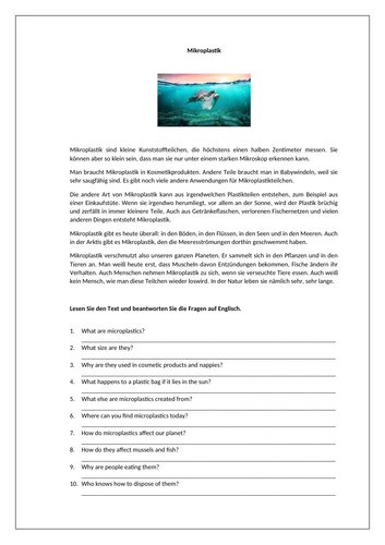 AQA/EDEXCEL Stimmt GCSE German (Higher) – Kapitel 8 – Umwelt macht Schule - Worksheet