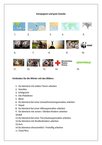AQA/EDEXCEL Stimmt GCSE German (Higher) – Kapitel 8 – Kampagnen und gute Zwecke - Worksheet