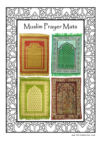 Guide and craft activity on Muslim, Islamic prayer mats Ramadan Eid